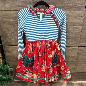 Matilda Jane Blue Striped and Red Floral Dress